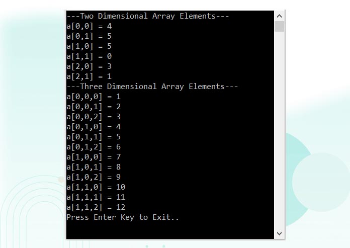 C# Multidimensional Array Example